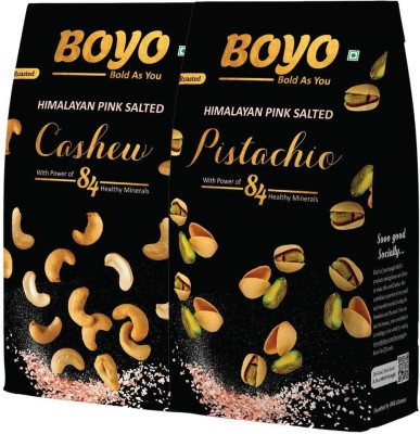 BOYO Premium Nuts Combo Pack– Roasted and Salted Cashew Nuts & Californian Pistachios Cashews, Pistachios(2 x 200 g)