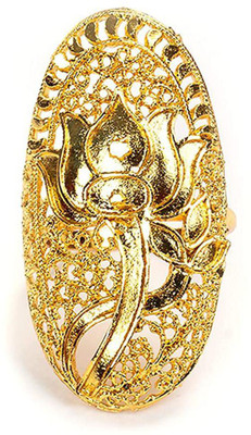 Manikya Traditional Gold Plated Brass Bridal Wedding Finger Ring For Woman and Girls. Brass Gold Plated Ring