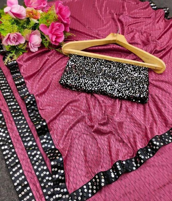 Kalpana creation Solid/Plain Daily Wear Silk Blend Saree(Pink)