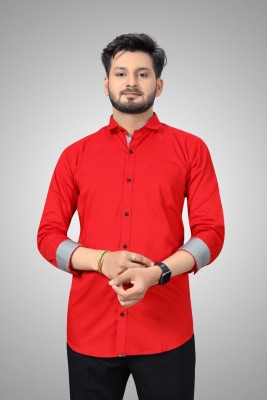 Sky Global Trading Men Solid Casual Red Shirt