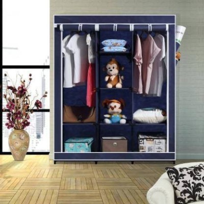 CGul Collapsible Wardrobe Portable PP PVC Collapsible Wardrobe(Finish Color - Blue, DIY(Do-It-Yourself))