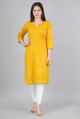 UNIBLISS Women Solid Straight Kurta(Yellow)