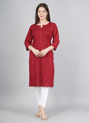 UNIBLISS Women Solid Straight Kurta(Maroon)