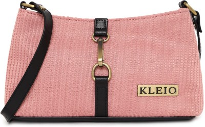 KLEIO Pink Sling Bag Classic Fabric Light Weight Short Sling Side Handbag for Women and Girls