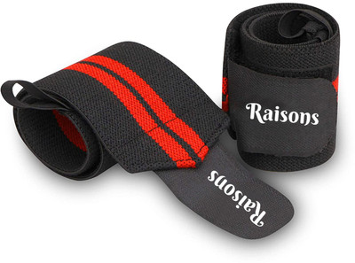 Raisons Wrist Wraps with Thumb Loop for Weightlifting, Powerlifting, Gym, and Crossfit Wrist Support(Red, Black)