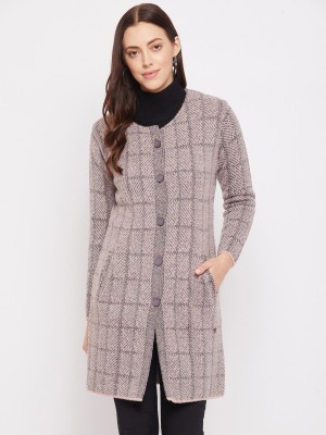 DUKE Checkered Round Neck Casual Women Pink, Grey Sweater