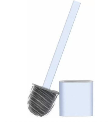 SBTs Silicone Flex Toilet Brush with Holder (Pack of1) Silver with Holder(Silver)