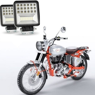 Dvis 42 LED Square Fog Light for Royal Enfield 500 trailS Fog Lamp Motorbike LED for Royal Enfield (12 V, 126 W)(Bullet Trials 500)