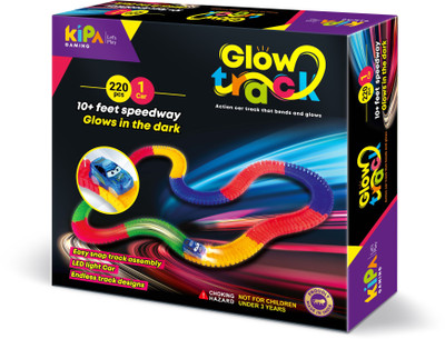 KIPA GAMING KIPA 1 Magic Race car with 220 Bend Flex and Glow Tracks,(Multicolor)