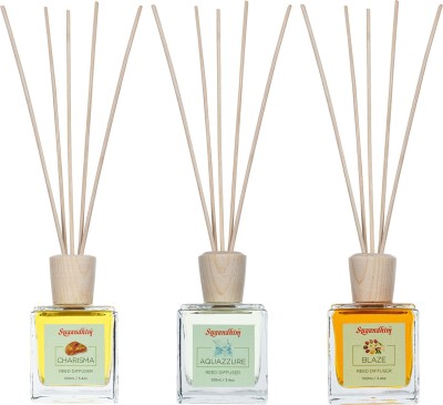 Sugandhim Aquazzure + Blaze + Charisma Pack OF 3 Reed Diffuser Set(2 x 150 ml)