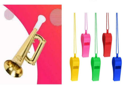 imtion 2 in 1 ( 2 Pcs Whistle seeti + Band baza horn toys ) for kids