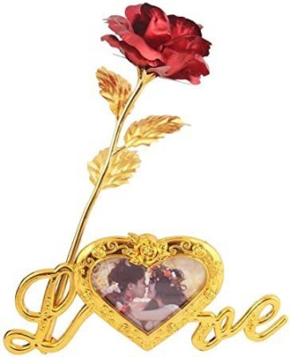 CANDYVILLA Red, Gold Rose Artificial Flower(9.5 inch, Pack of 1, Single Flower)
