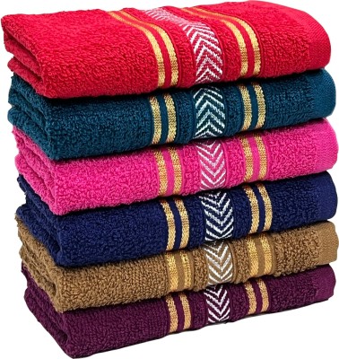 STAMIO Cotton 390 GSM Hand Towel Set(Pack of 6)