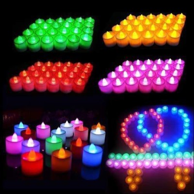 A to Z Global Services Plastic Tealight Holder Set(White, Red, Green, Pink, Yellow, Blue, Pack of 24)