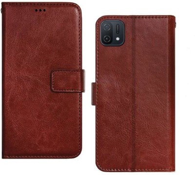 Casesily Flip Cover for Oppo A16k Leather Wallet Case(Brown, Cases with Holder, Pack of: 1)