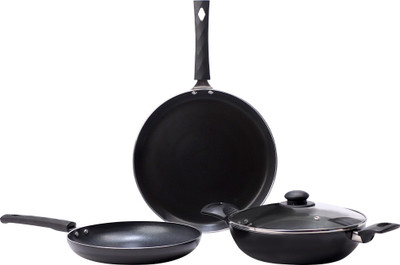 WONDERCHEF Valencia Non Stick - Black Induction Bottom Non-Stick Coated Cookware Set(Aluminium, 4 - Piece)