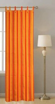 Nissi 200 cm (7 ft) Cotton Room Darkening Door Curtain Single Curtain(Striped, Orange)