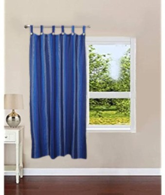 Nissi 150 cm (5 ft) Cotton Room Darkening Window Curtain Single Curtain(Striped, Navy Blue)