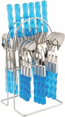 G-MTIN Twister 24 Pc Cutlery Set STYLE Blue Finish Type	Polished Stainless Steel Cutlery Set(Pack of 24)