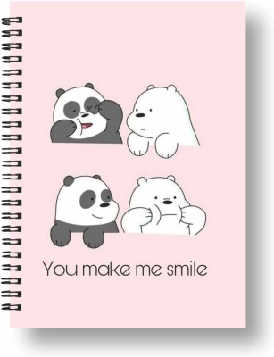 3DS Notebook A5 Diary Ruled 144 Pages(two pandas, Pink, Black)