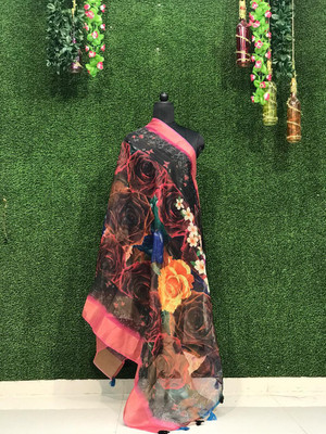 kaizen International Cotton Blend Floral Print Women Dupatta