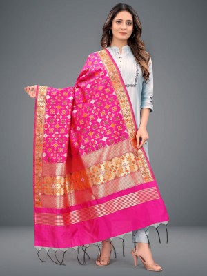 HRD IMPEX Art Silk, Cotton Silk Checkered, Geometric Print Women Dupatta