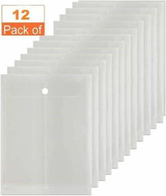 KRISHVIA plastic Report Files Top Button Document Bag(Set Of 12, Transparent)