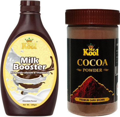 Mr.Kool Milk Booster 200gm and Premium Dark Brown Cocoa Powder 100gm. Pack Of 2 Combo. Combo(300)