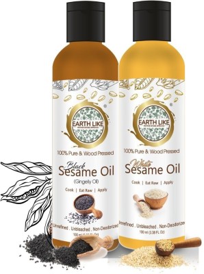 Earth Like Wood Pressed Black Sesame Oil & White Sesame Gingelly Oil , 100ML (Pack of 2) Sesame Oil Plastic Bottle(2 x 100 ml)