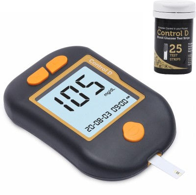 Control D Advanced Glucose Blood Sugar Testing Machine with 25 Strips Black Orange Glucometer(Black, Orange)