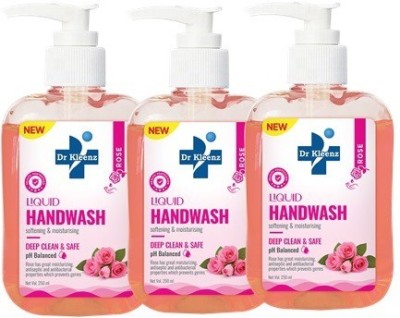 Dr Kleenz Hand Wash Rose Pack of 3 (250ml x 3) Hand Wash Bottle + Dispenser(3 x 250 ml)