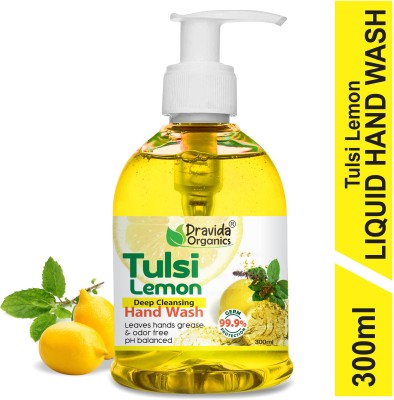 Dravida Organics Pure Tulsi & Lemon Hand Wash for Deep Cleansing | Hand Protection | Refreshing Hand Wash Pump Dispenser(300 ml)