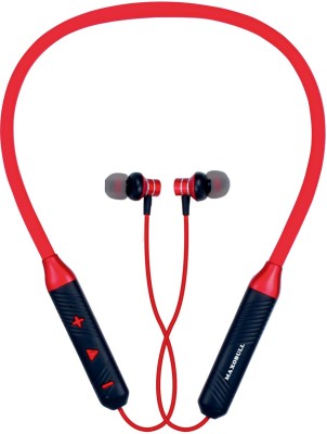 MAXOBULL Silk 50hrs Sikicon neckband Wireless Bluetooth Headphones, Headset Bluetooth Headset(Black, Red, In the Ear)