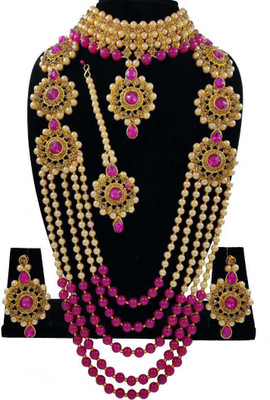 CATALYST Brass Brass Gold, Maroon Jewellery Set(Pack of 1)