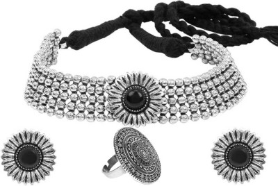 11 Girls Alloy Silver, Black Jewellery Set(Pack of 1)