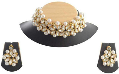 FARID ENTERPRISES Alloy Gold-plated White, Gold Jewellery Set(Pack of 1)