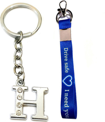 Meeko.com alphabet H & blue drive safe tag H1B Key Chain