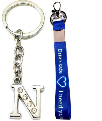 Meeko.com initial N letter & blue drive safe tag 14 cm Key Chain