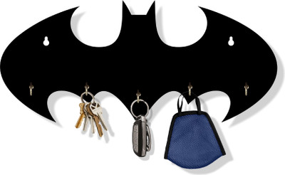 adinfinitum The Dark Knight Wood Key Holder(5 Hooks, Black)