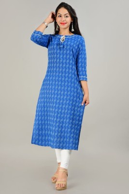 SANWARIYAS Women Printed Straight Kurta(Blue)