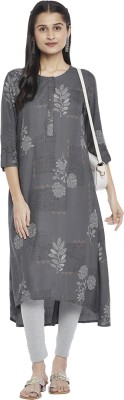 Rangmanch by Pantaloons Women Printed A-line Kurta(Grey)