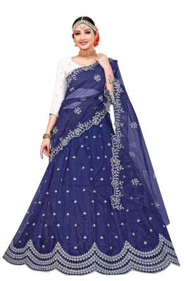 RUDKI ENTERPRISE Anarkali Gown(White, Blue)