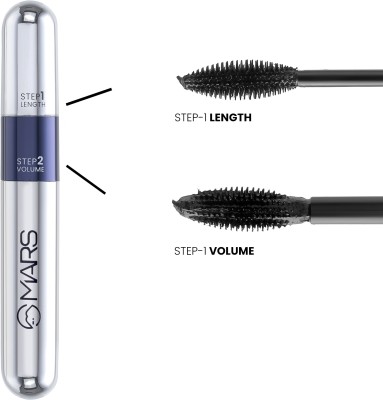 MARS 2 Step Volumizing and Lengthening Long Lasting Double Trouble Mascara 15 ml(Jet Black)