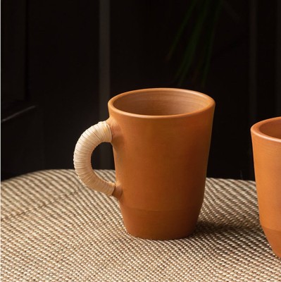 ExclusiveLane 'Cane Heirloom' Terracotta Pottery Coffee Mug(300 ml)