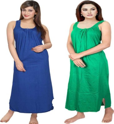 ovida Women Nighty(Blue, Light Green)