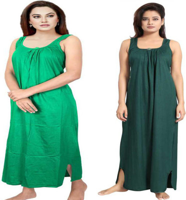 Bombshell Women Nighty(Dark Green, Light Green)