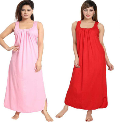 OVIDA SECRET Women Nighty Set(Red, Pink)