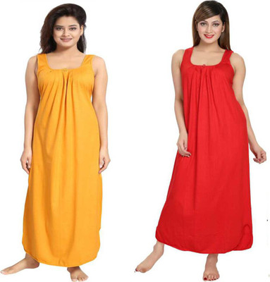 OVIDA SECRET Women Nighty Set(Yellow, Red)