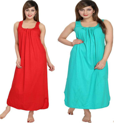 Bombshell Women Nighty Set(Red, Green)