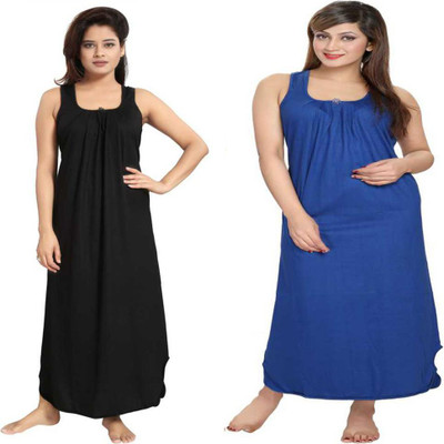 OVIDA SECRET Women Nighty Set(Black, Blue)